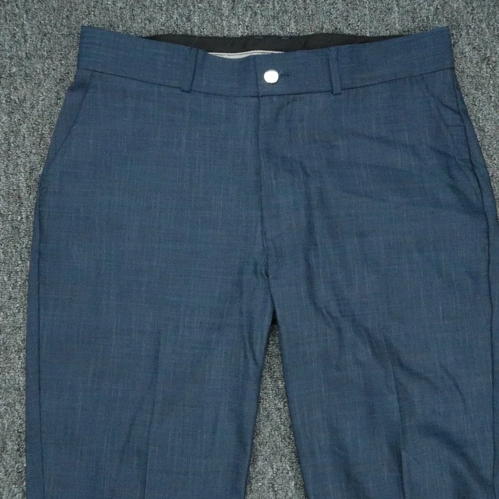 State & Liberty Pants Men 32x30 Blue Flat Front Straight Trouser Heathered Dress